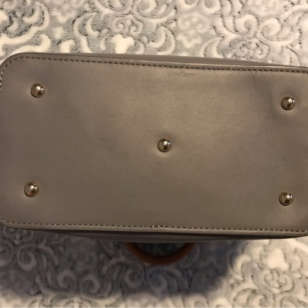 Dooney & Bourke Mini Breanna Gray Satchel with Brown Handles